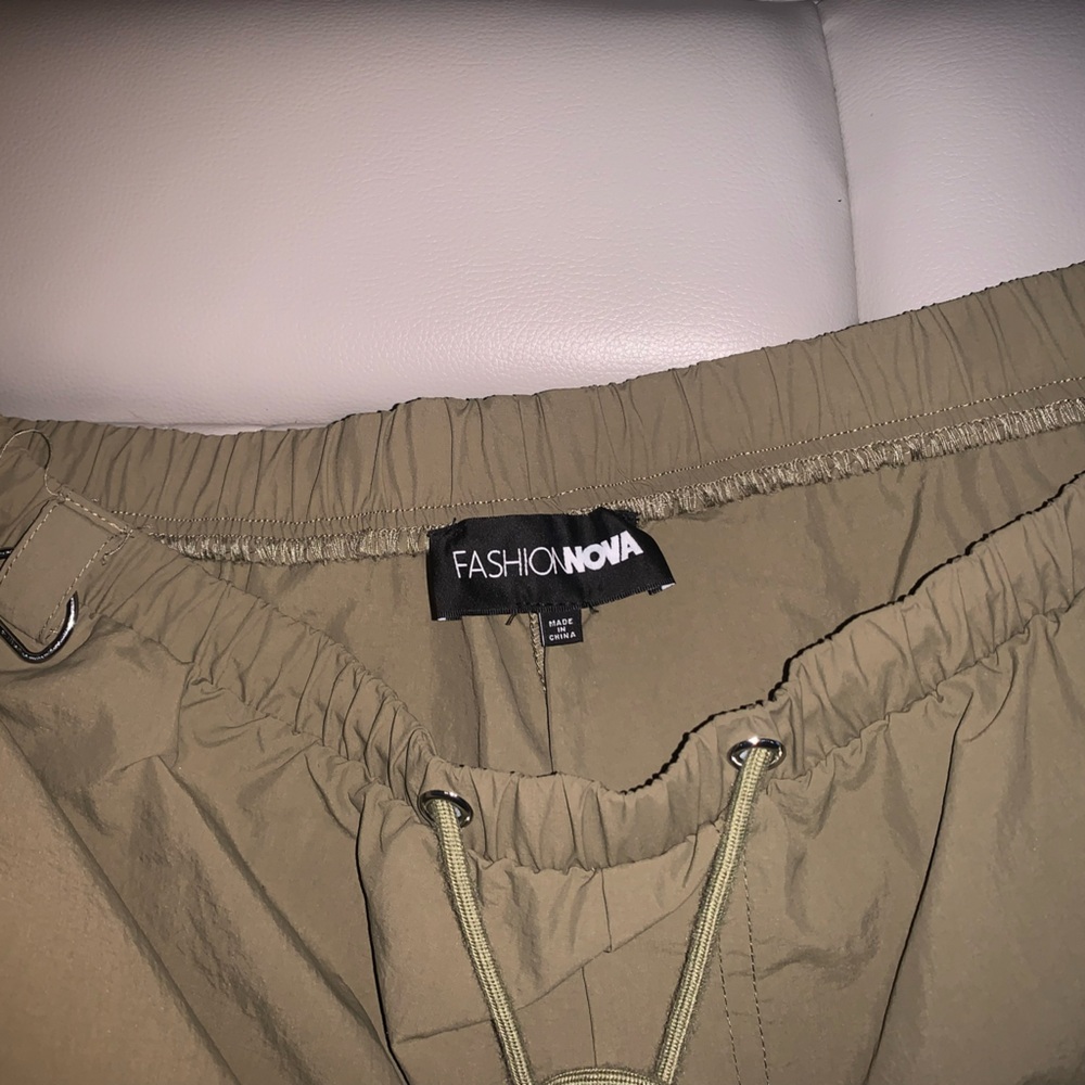 Fashion Nova Olive Parachute Pants
